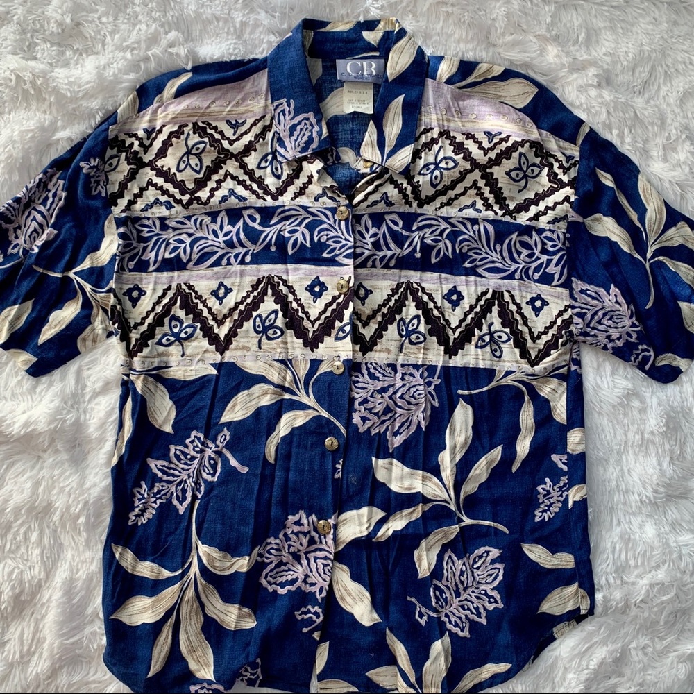 CB Elements Vintage Hawaiian Button Up Shirt  L